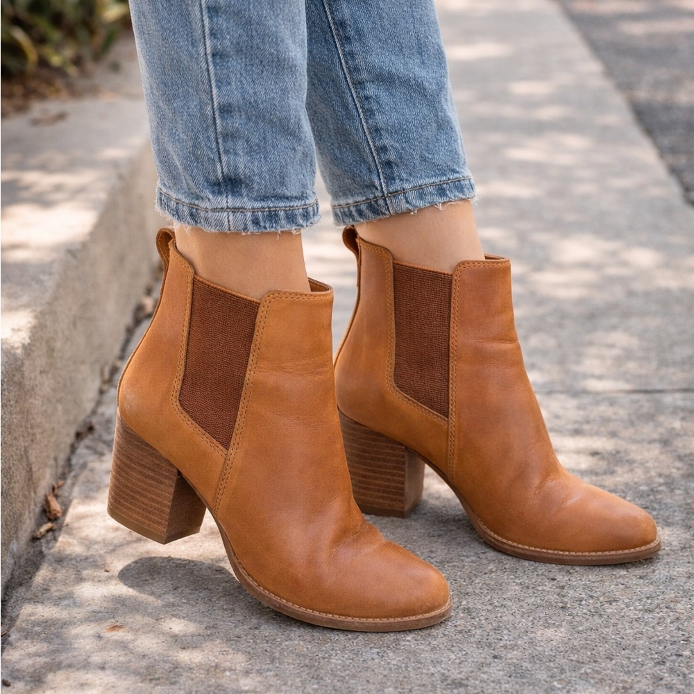 Madewell the Brady Leather Chelsea‎ Ankle Boots Cognac English Saddle Size 8